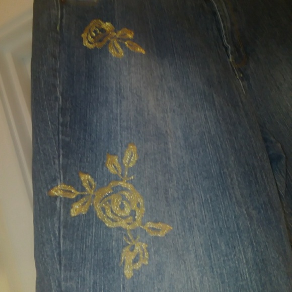 Neeso Premium Blue Jeans Gold Flowers Stitched - Picture 4 of 7